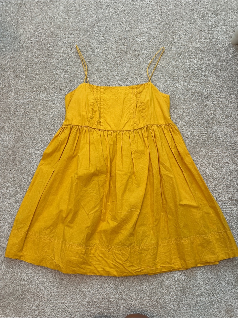Anthropologie Mustard Yellow Spaghetti Strap Mini Dress